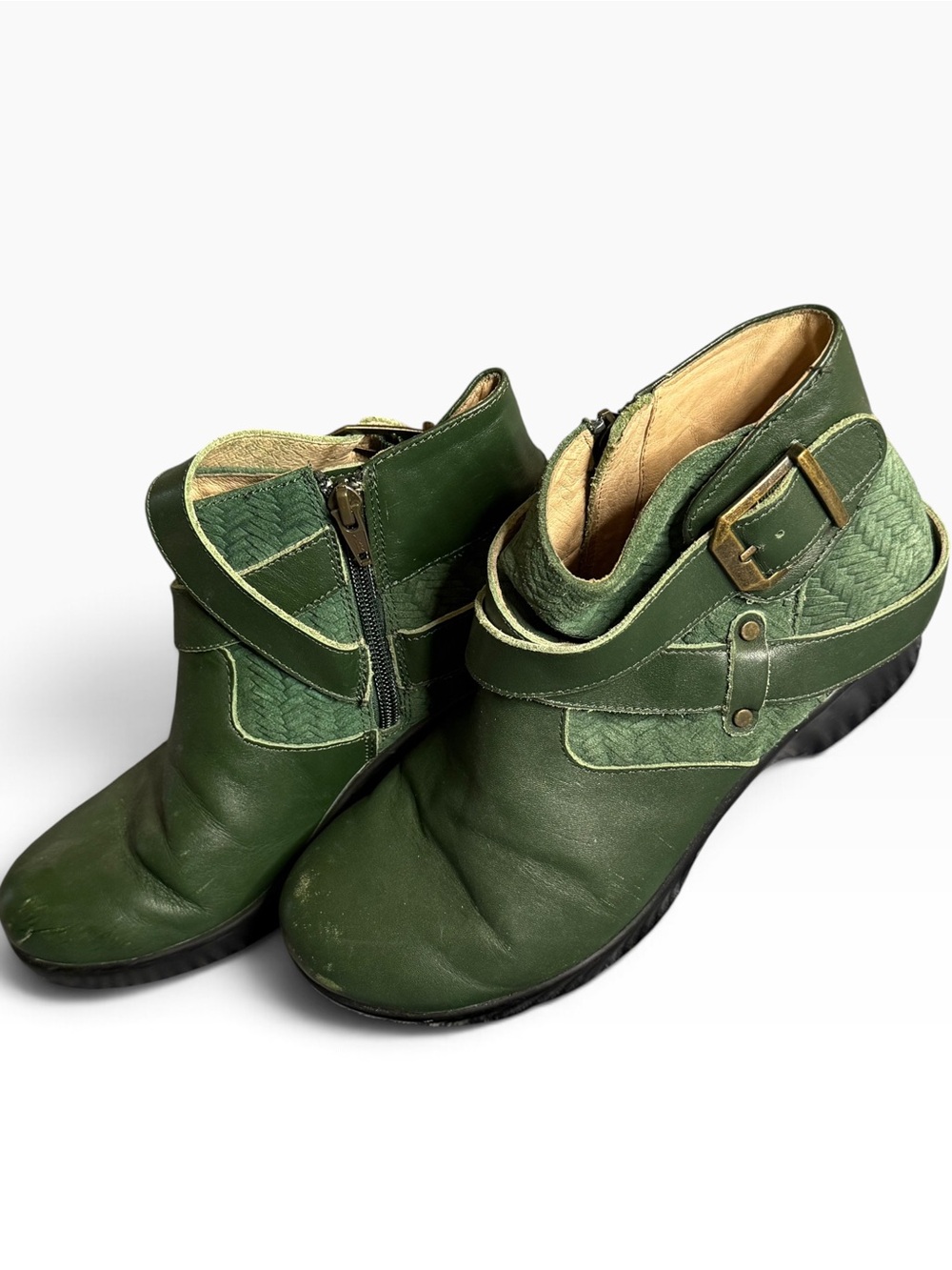 Alegria Eva Evergreen Leather Ankle Boots - Picture 5 of 9